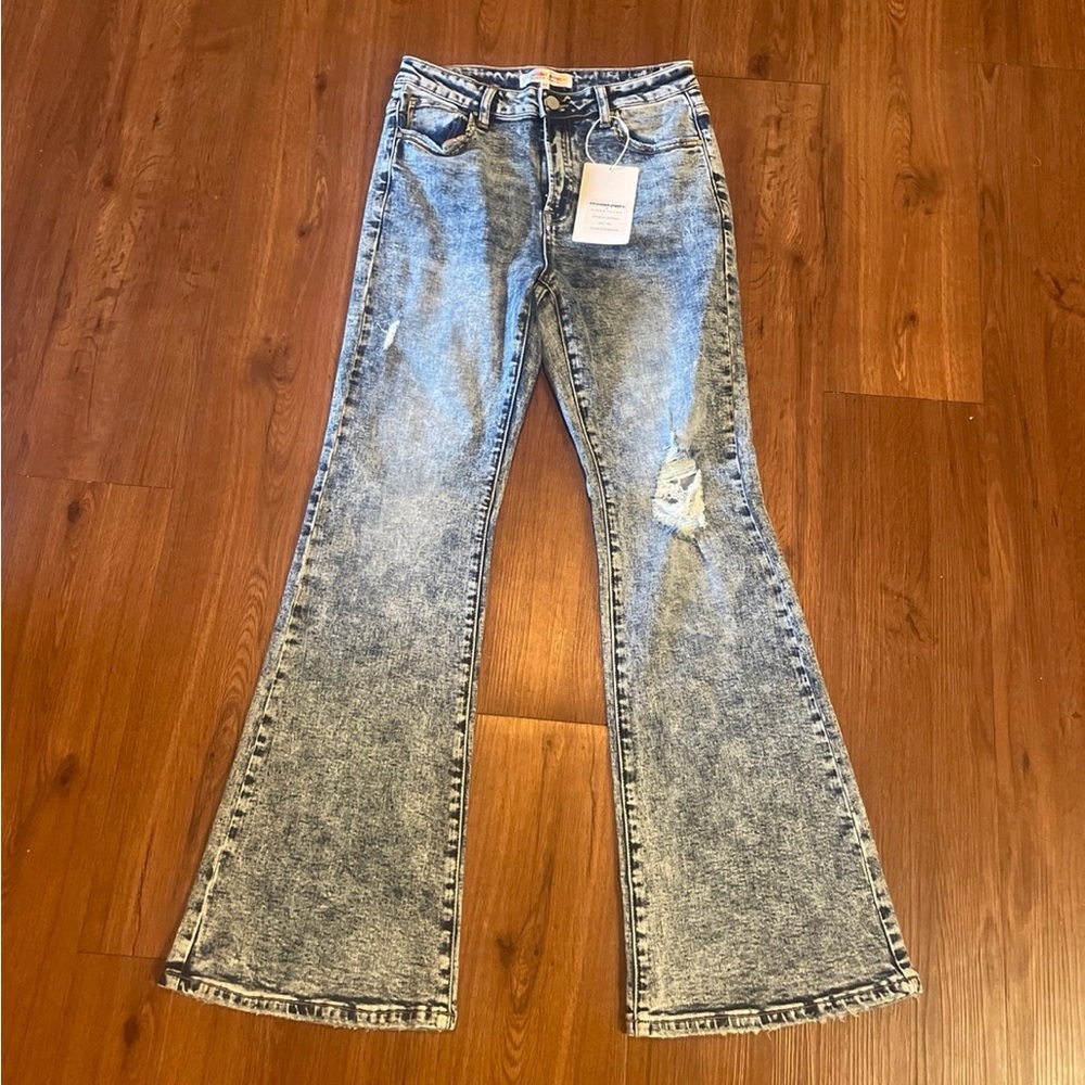 Risen Acid Wash Flare Jeans